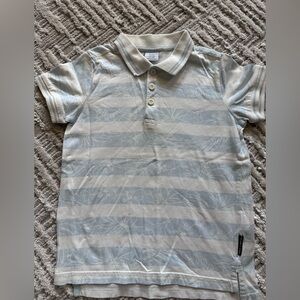 Polarn O. Pyret Kids Polo - Light Blue and Cream Stripes